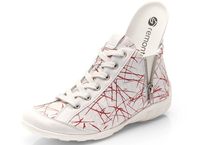 Remonte veterlaarzen van effectief bedrukt nappaleer WIT-ROOD