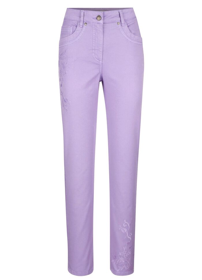Broek met bloemenborduursel 