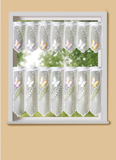 Korte gordijnen met vlindermotief 