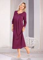 Nachthemd, lange mouw met bies en knoopsluiting 