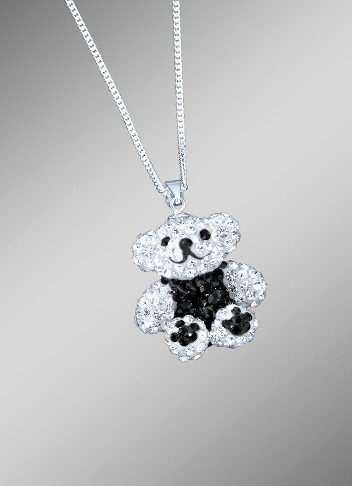 Pandabeer hanger met kristallen en kinketting 