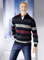 Gestreepte troyer met opstaande kraag in 2 kleuren MARINE GRIJS BORDEAUX