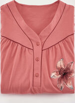 Set van twee nachthemden, kuitlengte met knoopsluiting 