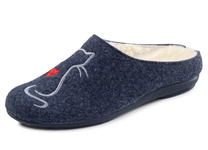 Warme damespantoffels, met wol MARINE