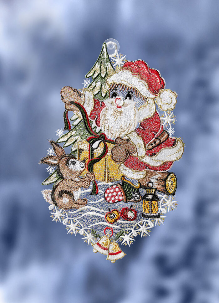 Raamfoto Kerstman met konijn 