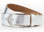 Modieuze damesriem, gemaakt van leer, 3 cm breed ZILVER