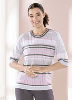 trui met strepenmotief LICHTGRIJS-ROSÉ-VEELKLEURIG