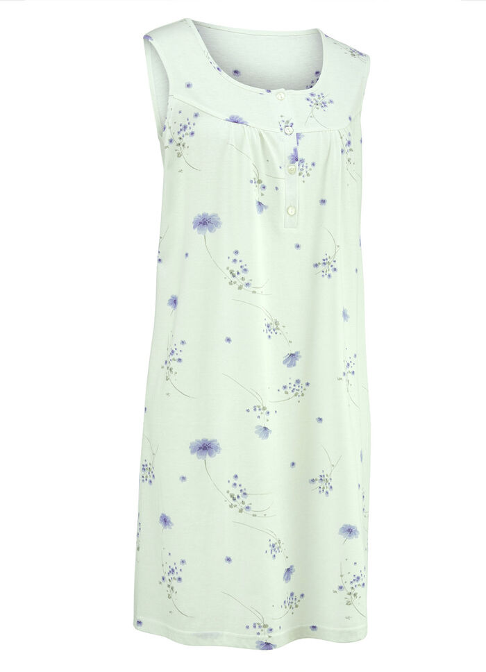 Pak van twee nachthemden met brede schouderbandjes en knopenlijst GROEN/BLAUW