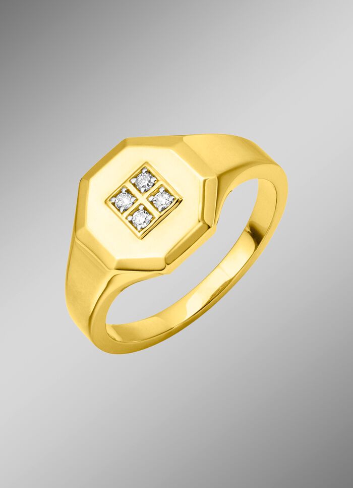 Prachtige herenring met 4 diamanten 