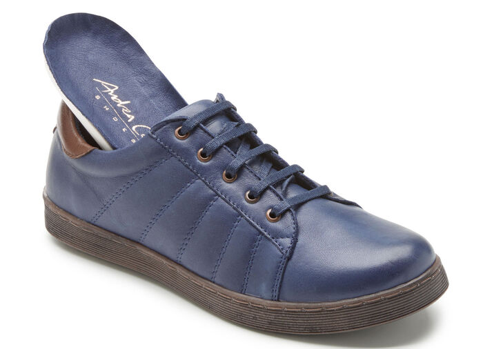 Andrea Conti veterschoenen met contrasterende bies aan de achterkant MARINE