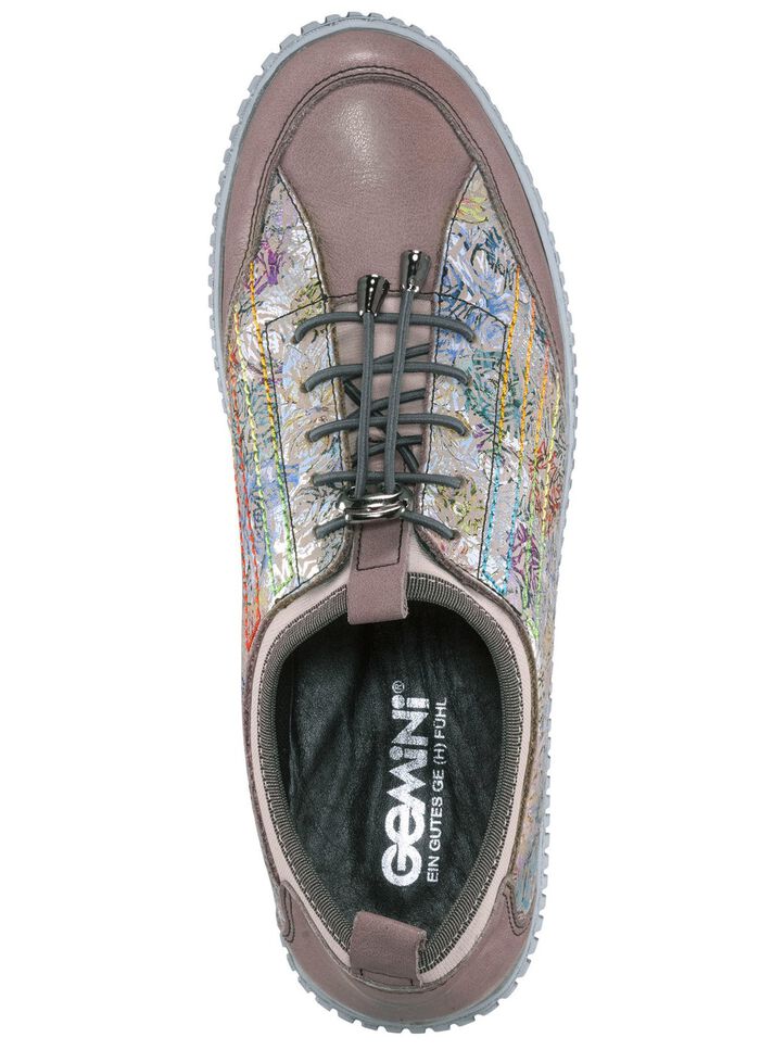 Gemini sneakers gemaakt van deels gebloemd rundleer TAUPE-MULTICOLOR