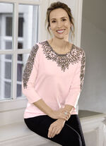 Shirt met rijkelijk versierde tule in 3 kleuren ROSÉ