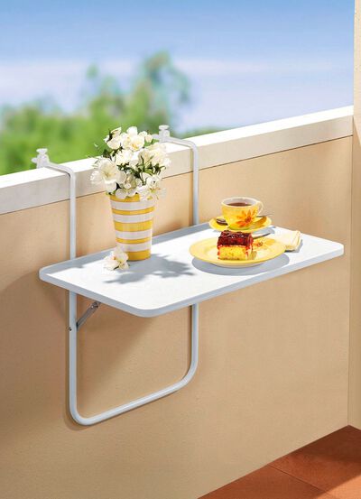 Hangende balkontafel met stalen buizenframe 