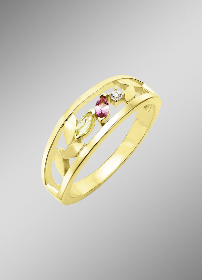 Damesring met edelstenen en synthetische zirkonia 