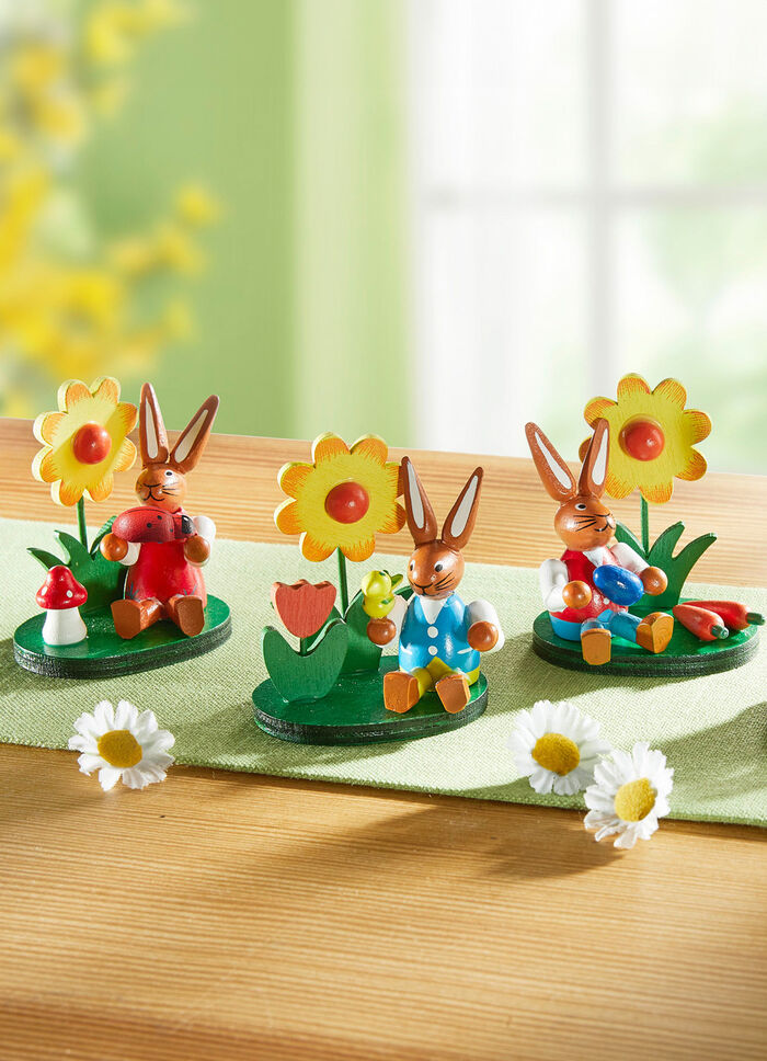 Houten konijntjes, set van 4