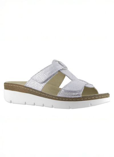 Klittenband-slipper "Cara" van echt leer met reli&euml;f 