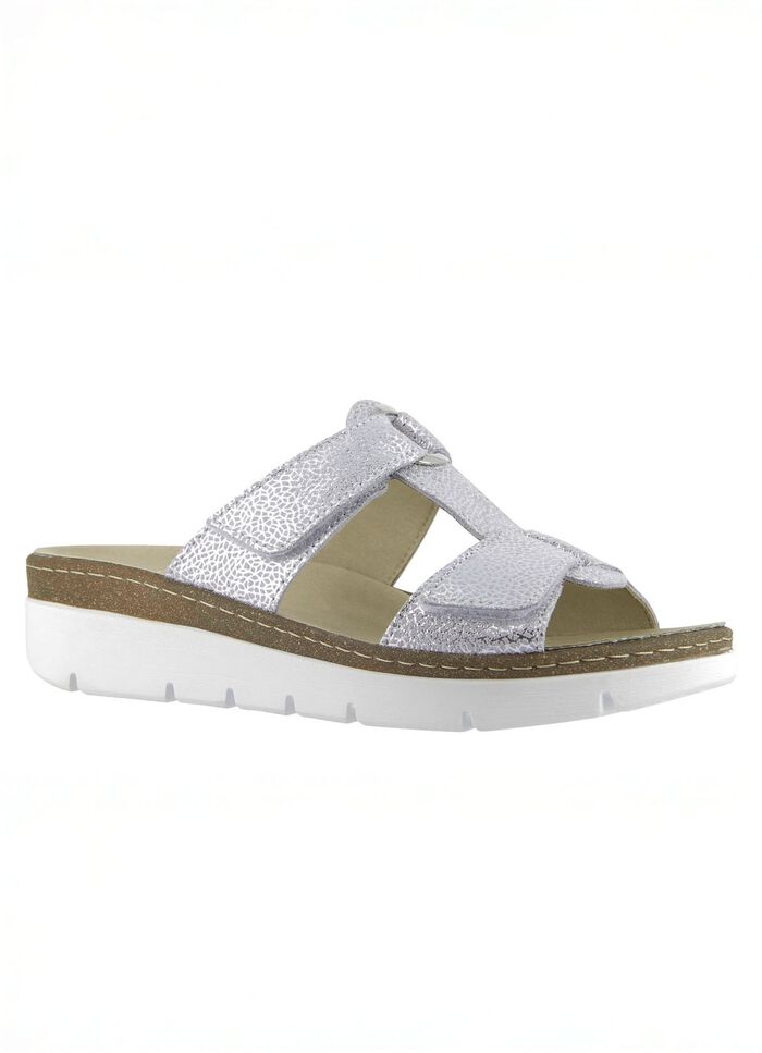 Klittenband-slipper "Cara" van echt leer met reli&euml;f 