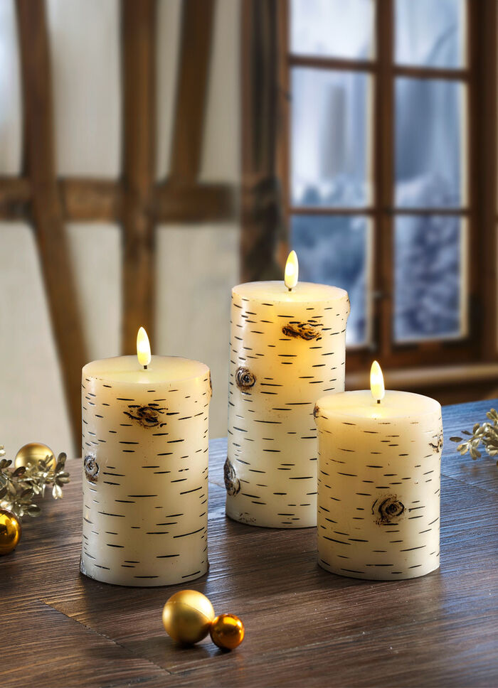 Echte waskaarsen op batterijen, set van 3 