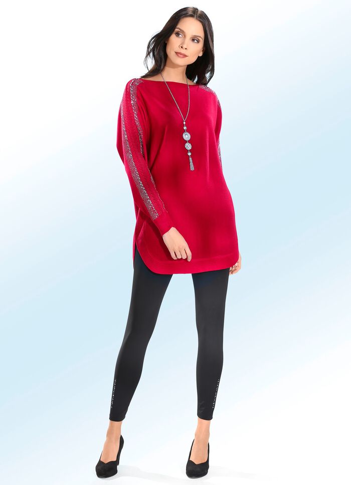 Leggings met edel glanzend siermotief ZWART