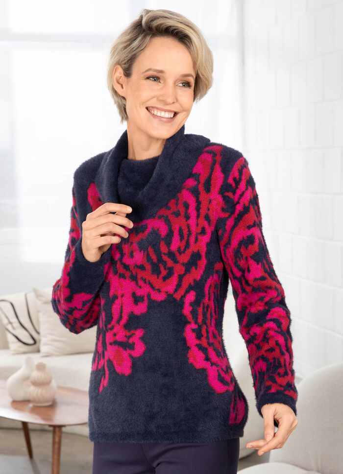 Trui met garen met harig effect 