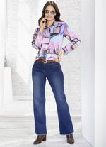 Jeans met trendy franjes aan de zoom DONKERBLAUW