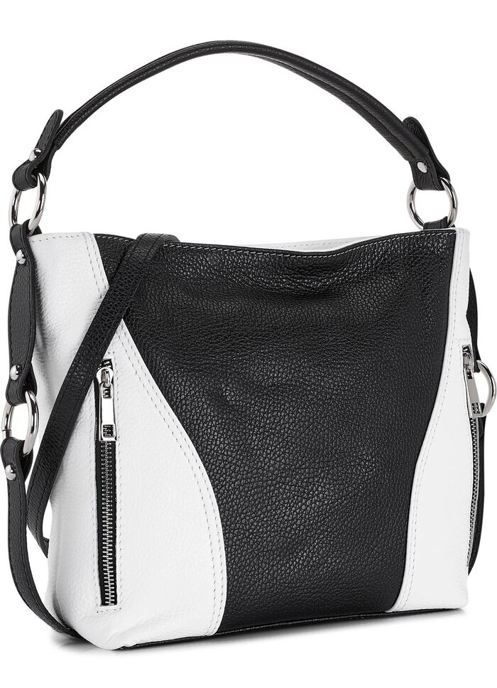 Laurina tas van generfd kalfsleer ZWART-WIT