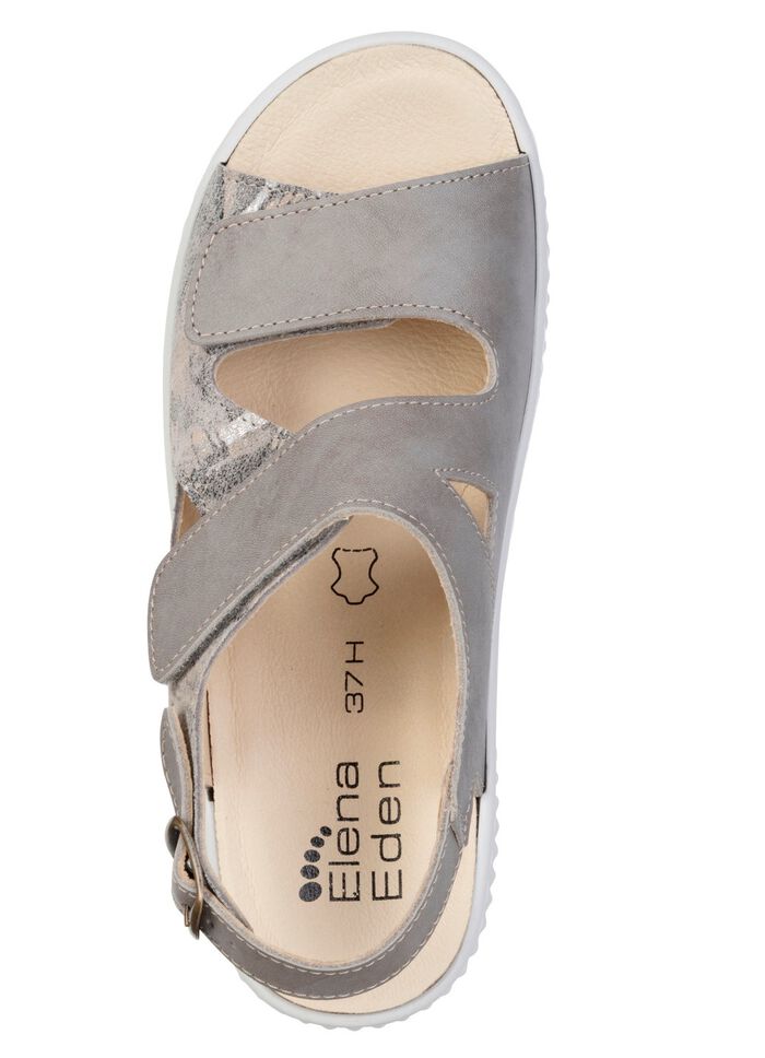 ELENA EDEN, comfortabele damessandalen, breedte H, met uitneembaar voetbed GRAU-BEIGE
