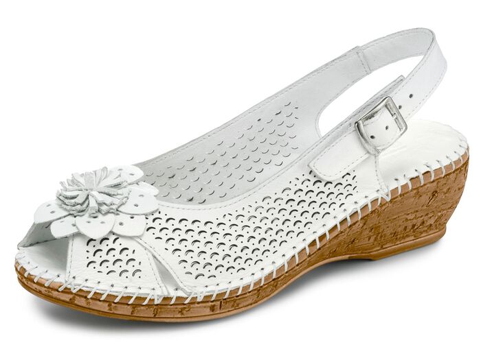 Gemini, zomerse damessandalen, breedte G, met elastische band WIT
