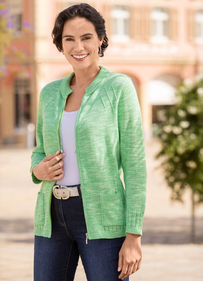 Vest met gebreide bandversiering en zakken 