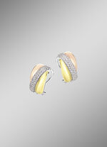 Clip-on oorbellen in driekleur met synthetische zirkonia 