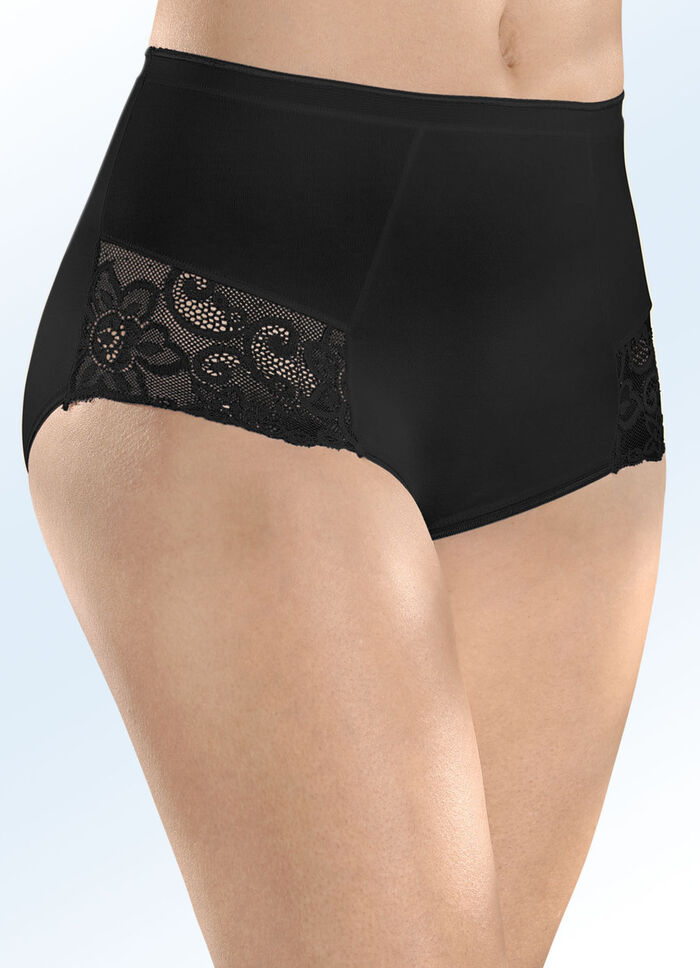 Verpakking met vier slips met elastische inzetstukken van kant 