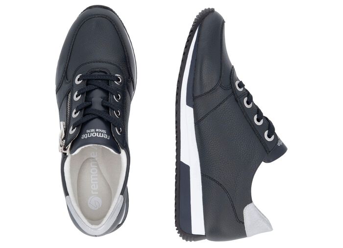 Remonte sneakers met veters en glinsterende zilveren contrastrand 