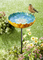 Vogelbadbloem van geglazuurd keramiek 