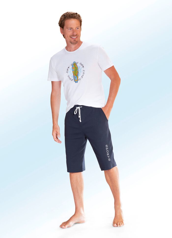 Bermuda met brede tailleband in 4 kleuren MARINE