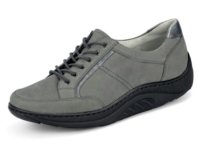 Waldl&auml;ufer veterschoen met elegante metallic leren inzetstukken GRAFIET