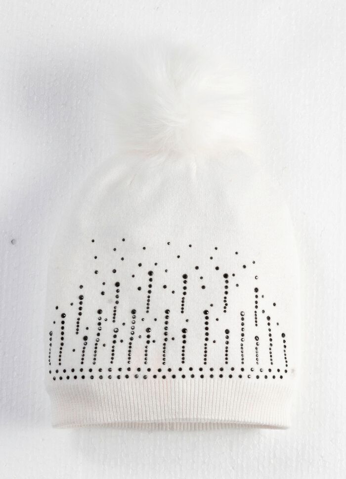 Stijlvolle dameshoed met glittersteentjes NATUURWIT