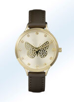 Quartz dameshorloge met leren band 