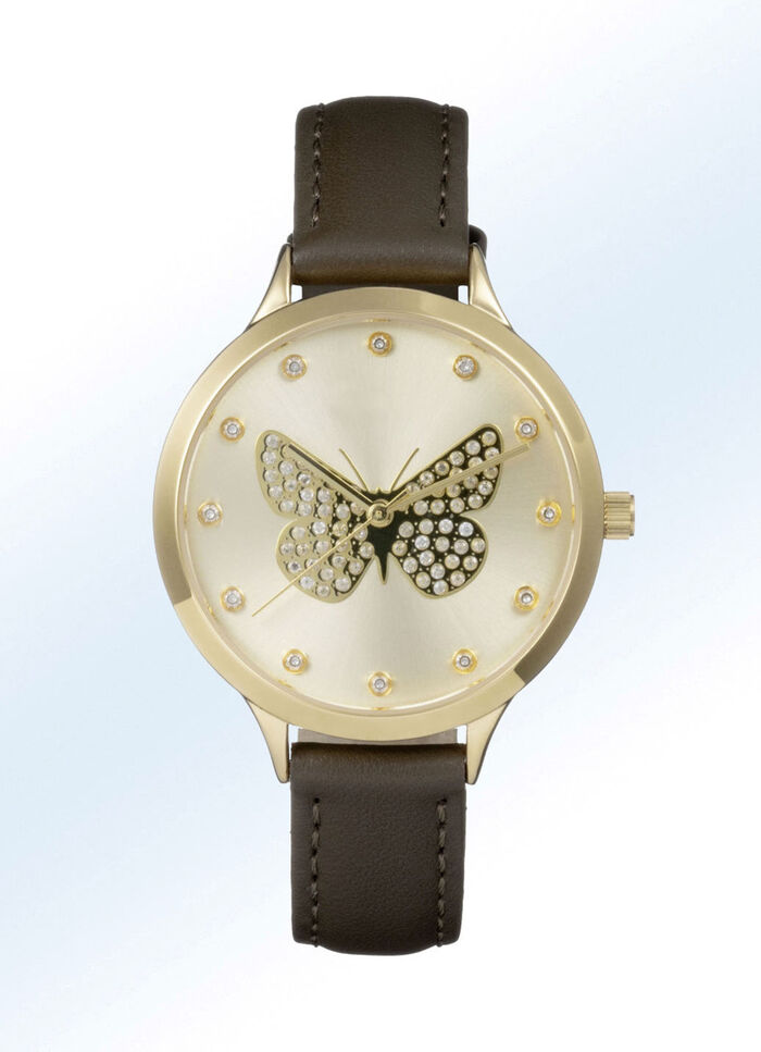 Quartz dameshorloge met leren band 
