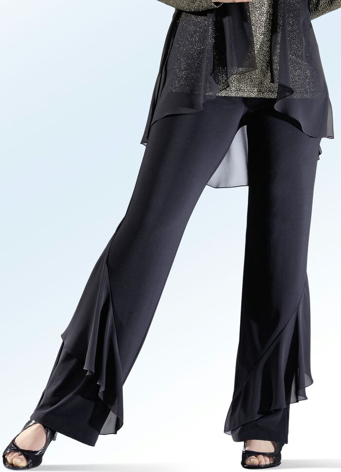 Broek met opvallende volants ZWART