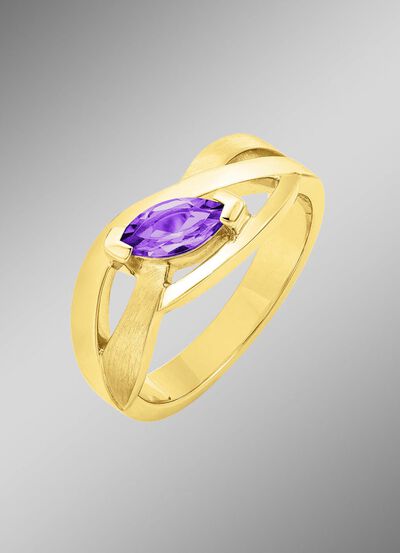 Damesring met echte amethist 