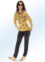 Broek met stijlvolle vissengraatlook ZWART-GRAFIET-MESSING