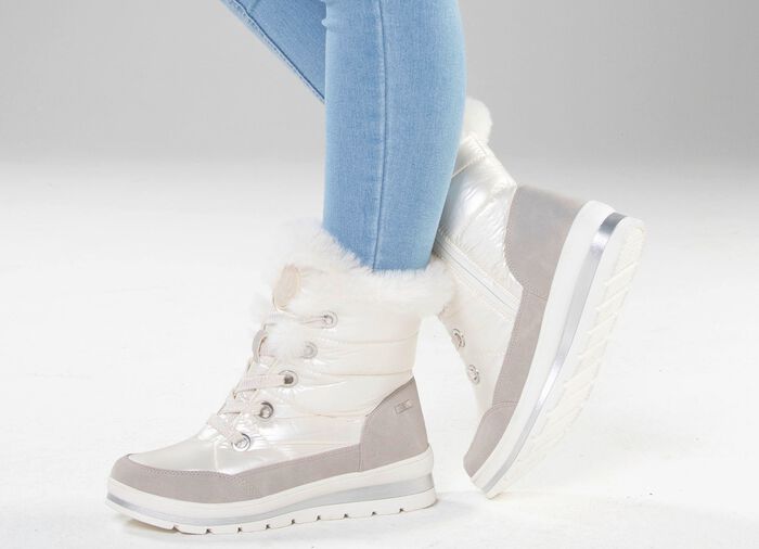 ELENA EDEN, gevoerde dameslaarzen, winterschoenen, breedte G, met uitneembaar voetbed PARELWIT-GRIJS