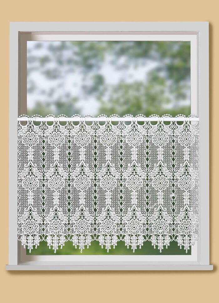 Kort gordijn in macram&eacute;-look 