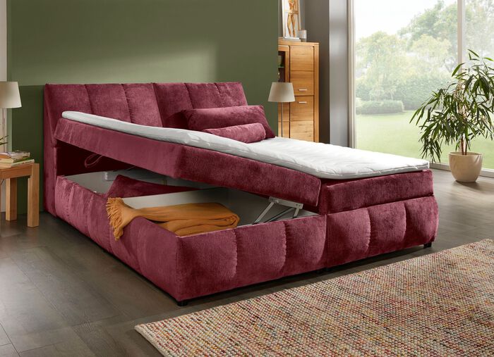 Boxspringbed met opbergruimte in het hoofdbord en de bedbox 