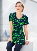 Interessant lang shirt met all-over patroon in 2 kleuren MARINEGROEN