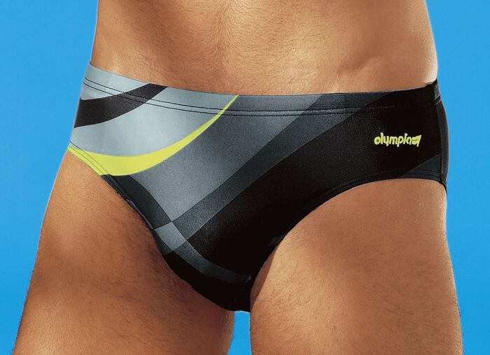 Olympia zwembroek in slipvorm met kleurrijk printdessin ZWART-MEERKLEURIG