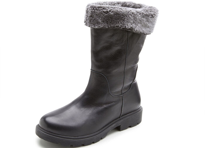 Andrea Conti-laarzen met een donzige omslagkraag ZWART