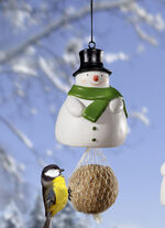 Vetbollenhouder "Sneeuwpop", groene sjaal WEISS-GRÜN-SCHWARZ