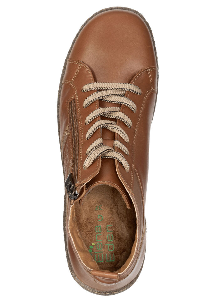 ELENA EDEN, comfortabele dameslaarzen, breedte G, met uitneembaar voetbed COGNAC