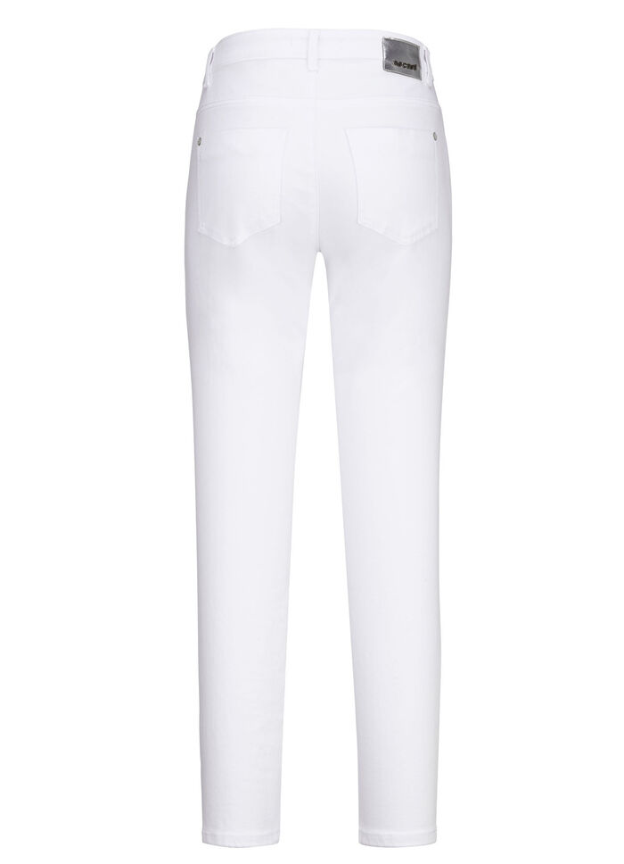 Elegante jeans met effectieve strasssteentjes WIT